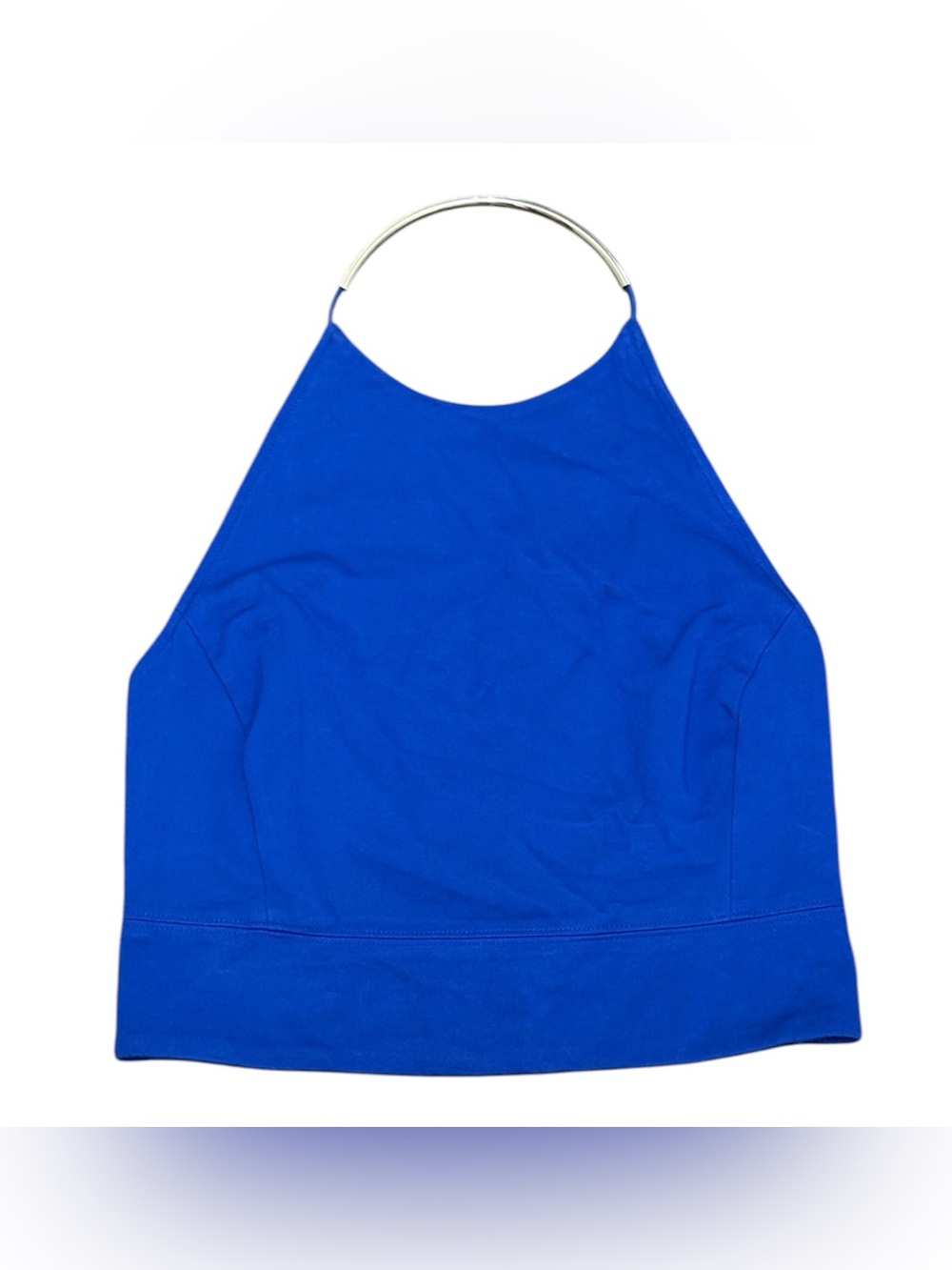 Wilfred Free Aritzia Royal Blue Chic Halter Bandeau with Silver Metal Hoop